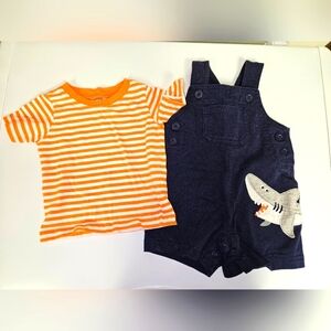 Carters Striped Shark Overall Set 6 Month